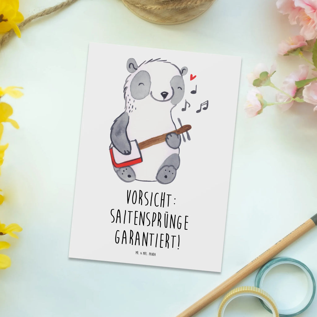 Postcard Vorsicht: Saitensprünge garantiert! Ansichtskarte, Einladungskarten Geburtstag, Geburtstagskarte, Dankeskarte, Postkarte, Grußkarte, Ansichtskarten, Einladung, Einladungskarte, Geschenkkarte, Einladung Geburtstag, Karte, Instrumente, Geschenke Musiker, Musikliebhaber