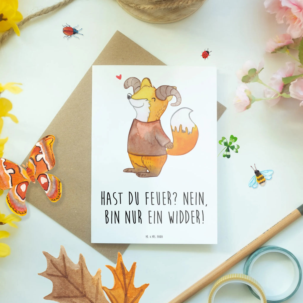 Grußkarte Widder Feuer Karte, Geburtstagskarte, Grußkarte, Hochzeitskarte, Ansichtskarten, Glückwunschkarte, Einladungskarte, Klappkarte, Tierkreiszeichen, Sternzeichen, Horoskop, Astrologie, Aszendent