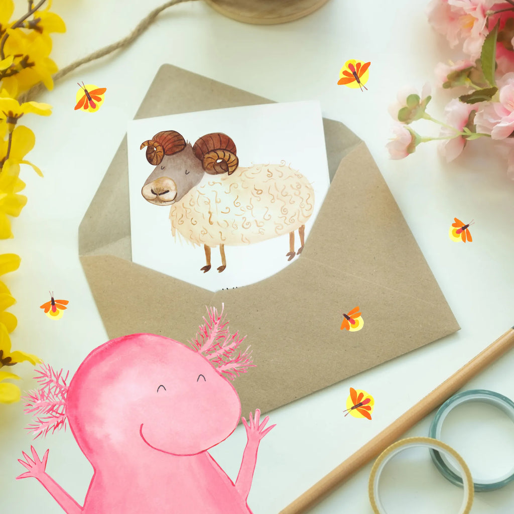 Greetings card Widder: Immer bereit, mit dem Kopf durch die Wand zu gehen! Klappkarte, Einladungskarte, Glückwunschkarte, Grußkarte, Ansichtskarten, Hochzeitskarte, Karte, Geburtstagskarte, Tierkreiszeichen, Sternzeichen, Horoskop, Astrologie, Aszendent