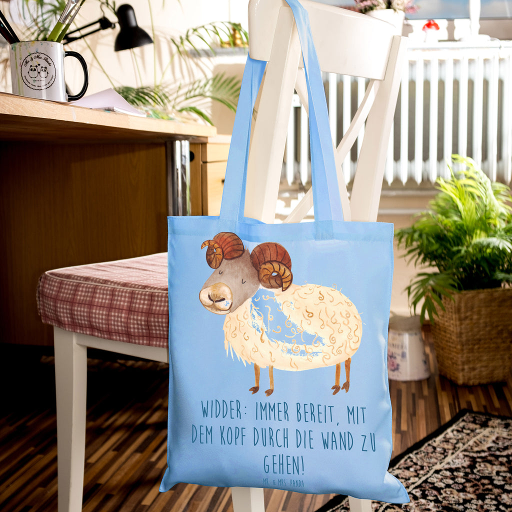 Tote bag Widder: Immer bereit, mit dem Kopf durch die Wand zu gehen! Badetasche, Beuteltasche, Shopper, Stoffbeutel, Strandtasche, Laptoptasche, Schultertasche, Jutebeutel, Tragetasche, Jutetasche, Stofftasche, Einkaufstüte, Einkaufstasche, Tasche, Umhängetasche, Beutel, Tierkreiszeichen, Sternzeichen, Horoskop, Astrologie, Aszendent