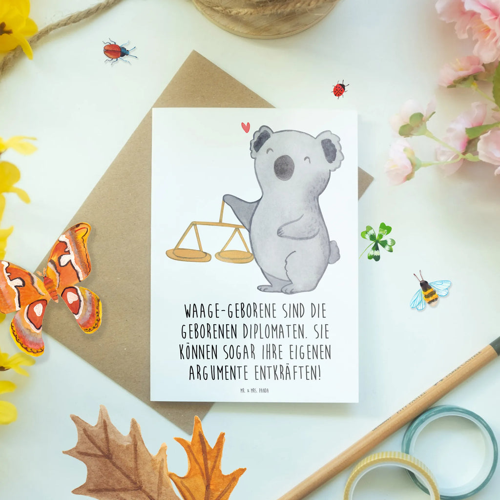 Greetings card Waage-Geborene sind die geborenen Diplomaten. Sie können sogar ihre eigenen Argumente entkräften! Karte, Ansichtskarten, Einladungskarte, Hochzeitskarte, Klappkarte, Glückwunschkarte, Grußkarte, Geburtstagskarte, Tierkreiszeichen, Sternzeichen, Horoskop, Astrologie, Aszendent