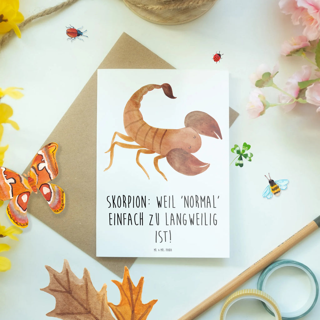 Greetings card Skorpion: Weil 'normal' einfach zu langweilig ist! Glückwunschkarte, Grußkarte, Hochzeitskarte, Klappkarte, Ansichtskarten, Geburtstagskarte, Karte, Einladungskarte, Tierkreiszeichen, Sternzeichen, Horoskop, Astrologie, Aszendent