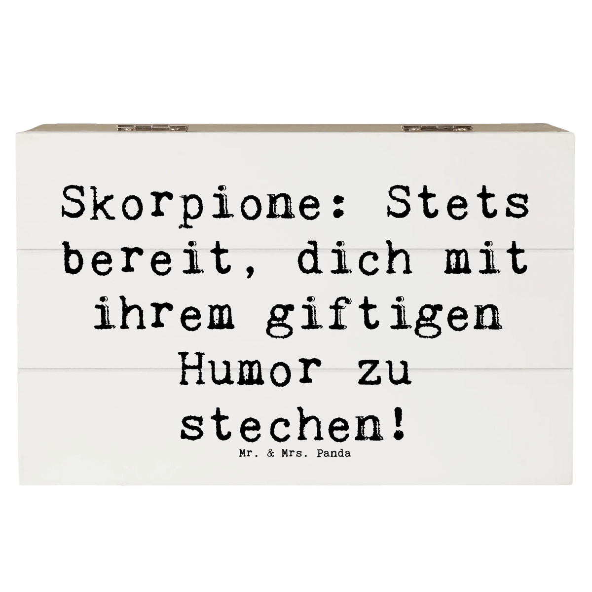 Wooden chest Saying Skorpione: Stets bereit, dich mit ihrem giftigen Humor zu stechen! constellations, birthdays, astrology, date of birth, month of birth