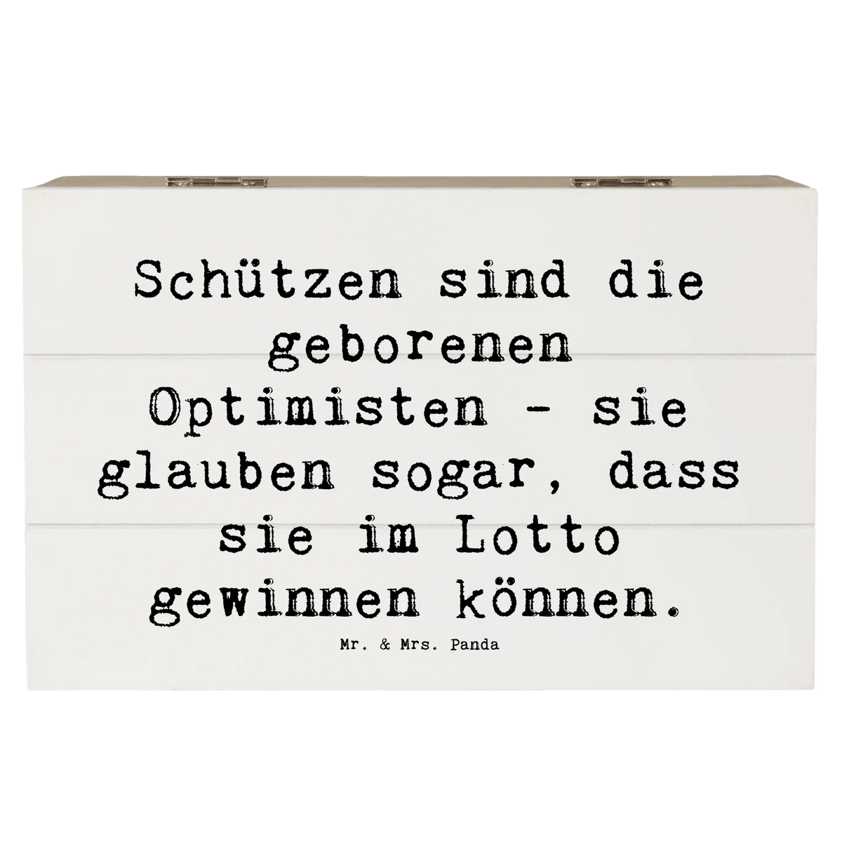 Skrzynia drewniana Przysłowie Schützen sind die geborenen Optimisten - sie glauben sogar, dass sie im Lotto gewinnen können. Znak zodiaku, gwiazdozbiór, astrologia, ascendent