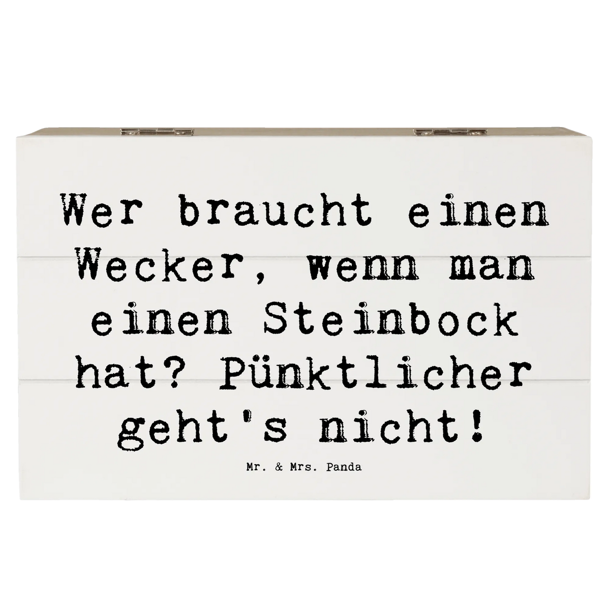 Skrzynia drewniana Przysłowie Wer braucht einen Wecker, wenn man einen Steinbock hat? Pünktlicher geht's nicht! ascendent, astrologia, gwiazdozbiór, Znak zodiaku