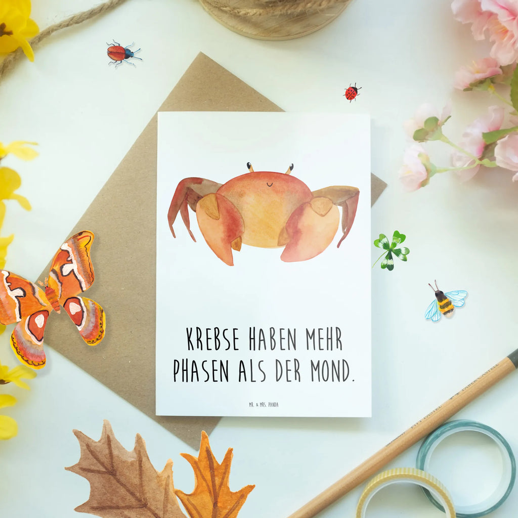 Greetings card Krebse haben mehr Phasen als der Mond. Ansichtskarten, Karte, Grußkarte, Geburtstagskarte, Hochzeitskarte, Klappkarte, Glückwunschkarte, Einladungskarte, Tierkreiszeichen, Sternzeichen, Horoskop, Astrologie, Aszendent