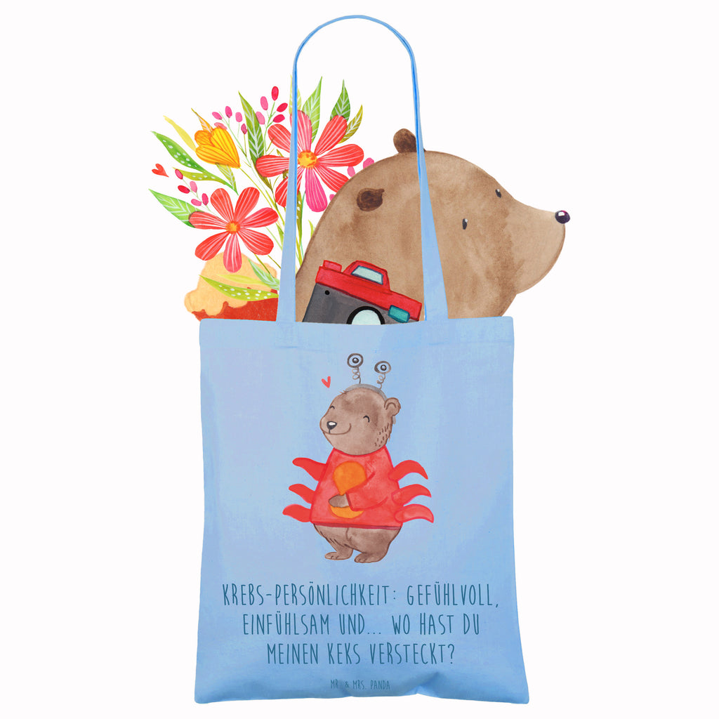 Tote bag Krebs-Persönlichkeit: Gefühlvoll, einfühlsam und... wo hast du meinen Keks versteckt? Laptoptasche, Umhängetasche, Jutebeutel, Tasche, Stoffbeutel, Jutetasche, Beutel, Stofftasche, Schultertasche, Strandtasche, Shopper, Badetasche, Beuteltasche, Tragetasche, Einkaufstüte, Einkaufstasche, Tierkreiszeichen, Sternzeichen, Horoskop, Astrologie, Aszendent