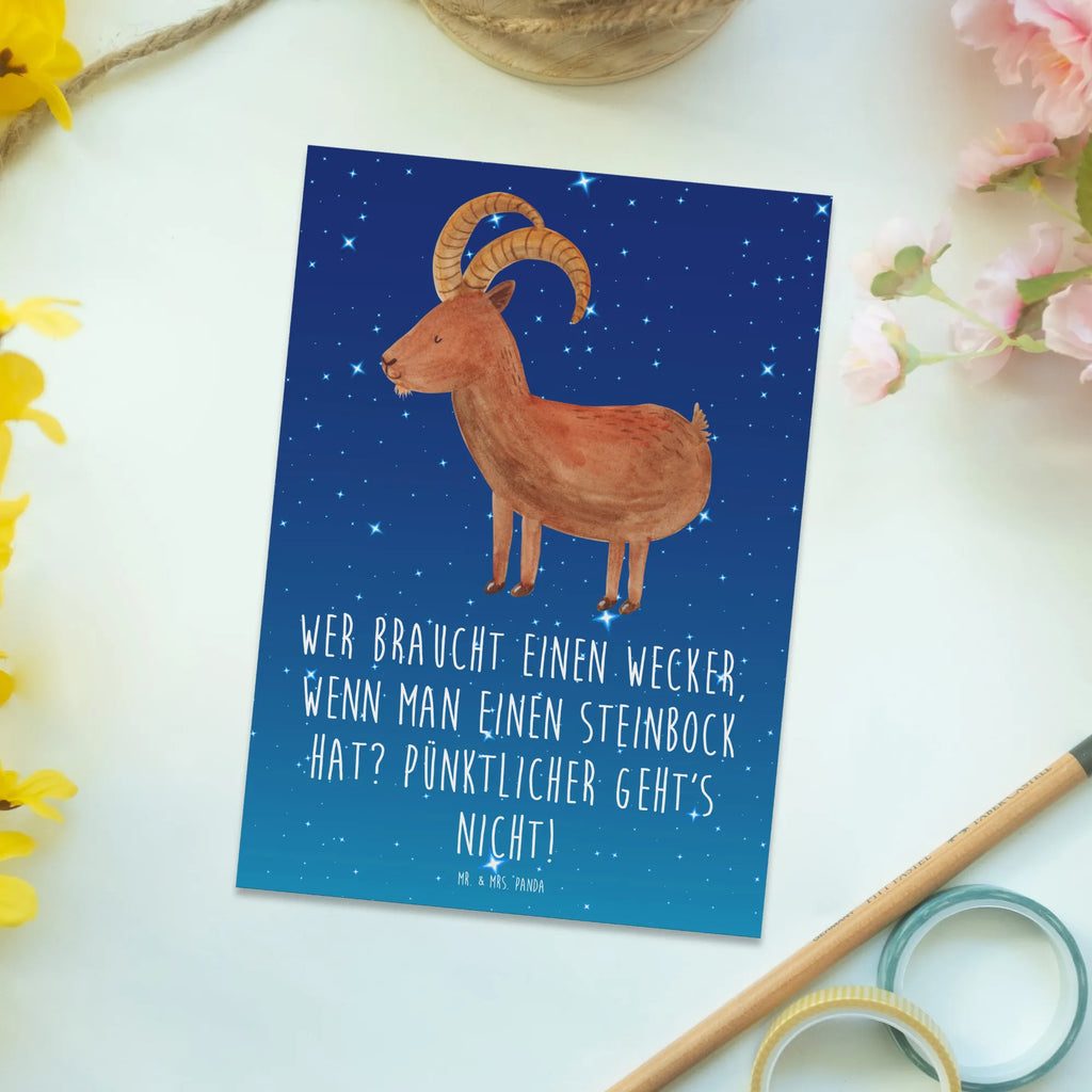 Postkarte Steinbock Wecker Einladungskarte, Postkarte, Dankeskarte, Einladung, Geschenkkarte, Geburtstagskarte, Einladung Geburtstag, Einladungskarten Geburtstag, Grußkarte, Ansichtskarten, Ansichtskarte, Karte, Tierkreiszeichen, Sternzeichen, Horoskop, Astrologie, Aszendent