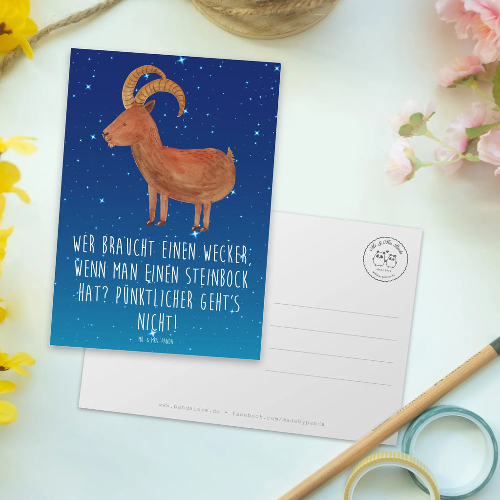 Postkarte Steinbock Wecker Einladungskarte, Postkarte, Dankeskarte, Einladung, Geschenkkarte, Geburtstagskarte, Einladung Geburtstag, Einladungskarten Geburtstag, Grußkarte, Ansichtskarten, Ansichtskarte, Karte, Tierkreiszeichen, Sternzeichen, Horoskop, Astrologie, Aszendent