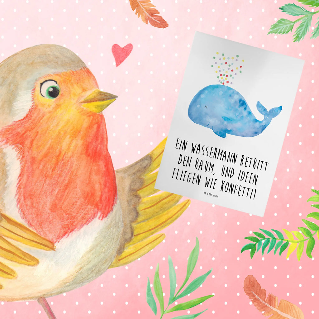 Greetings card Ein Wassermann betritt den Raum, und Ideen fliegen wie Konfetti! Ansichtskarten, Hochzeitskarte, Glückwunschkarte, Geburtstagskarte, Grußkarte, Klappkarte, Einladungskarte, Karte, Tierkreiszeichen, Sternzeichen, Horoskop, Astrologie, Aszendent