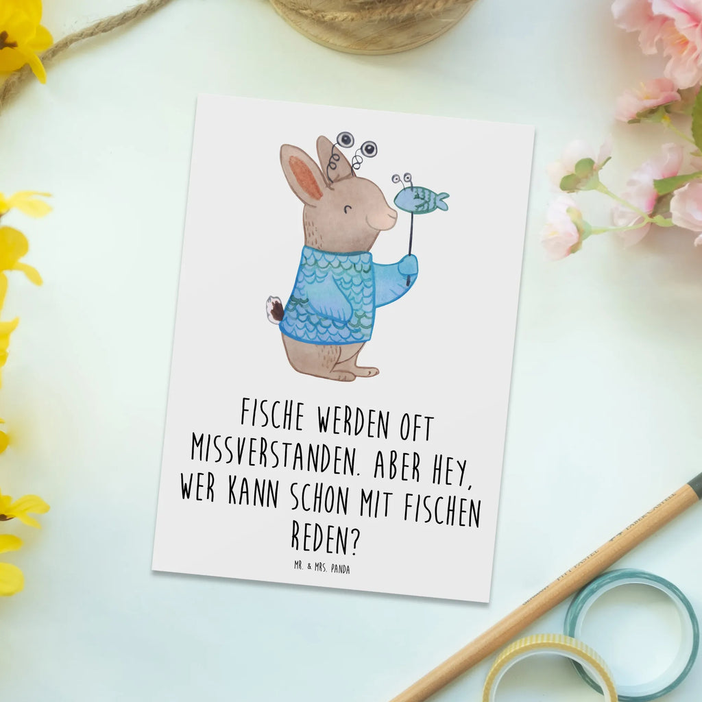 Postcard Fische werden oft missverstanden. Aber hey, wer kann schon mit Fischen reden? Geschenkkarte, Postkarte, Dankeskarte, Einladungskarte, Ansichtskarten, Karte, Einladung Geburtstag, Grußkarte, Einladung, Einladungskarten Geburtstag, Geburtstagskarte, Ansichtskarte, Tierkreiszeichen, Sternzeichen, Horoskop, Astrologie, Aszendent