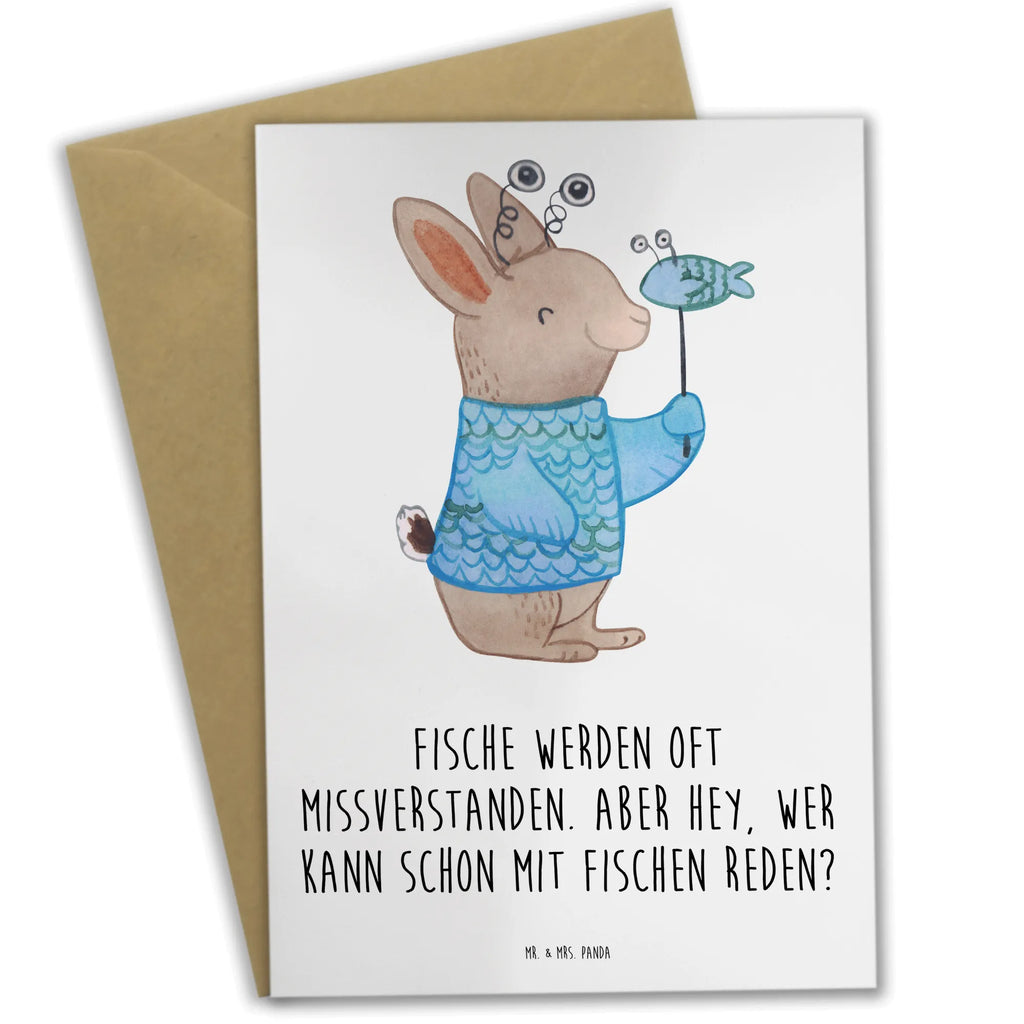 Greetings card Fische werden oft missverstanden. Aber hey, wer kann schon mit Fischen reden? Ansichtskarten, Hochzeitskarte, Einladungskarte, Geburtstagskarte, Klappkarte, Glückwunschkarte, Grußkarte, Karte, Tierkreiszeichen, Sternzeichen, Horoskop, Astrologie, Aszendent