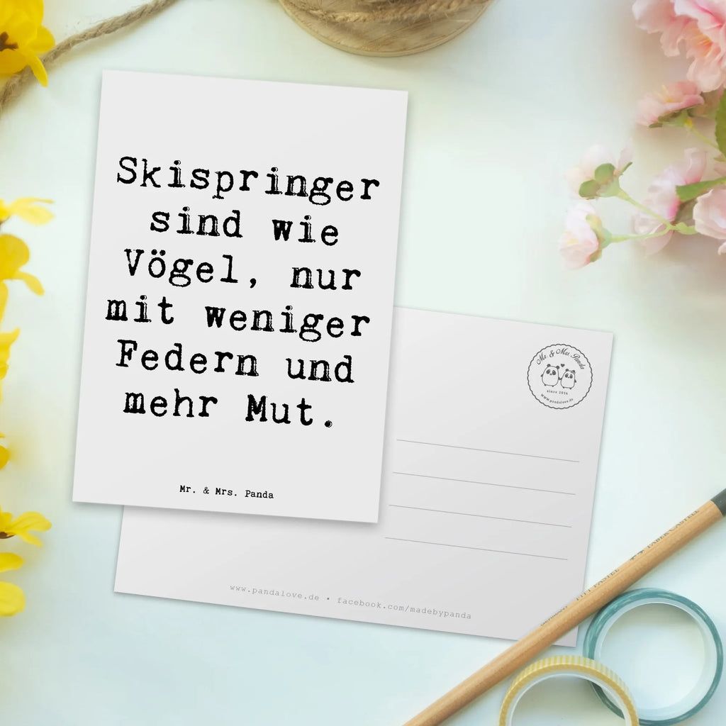 Postcard Saying Skispringer sind wie Vögel, nur mit weniger Federn und mehr Mut. Ansichtskarten, Karte, Einladung Geburtstag, Einladung, Geburtstagskarte, Grußkarte, Ansichtskarte, Geschenkkarte, Dankeskarte, Einladungskarte, Einladungskarten Geburtstag, Postkarte, Geschenk, Sport, Sportart, Hobby, Schenken, Danke, Dankeschön, Auszeichnung, Gewinn, Sportler