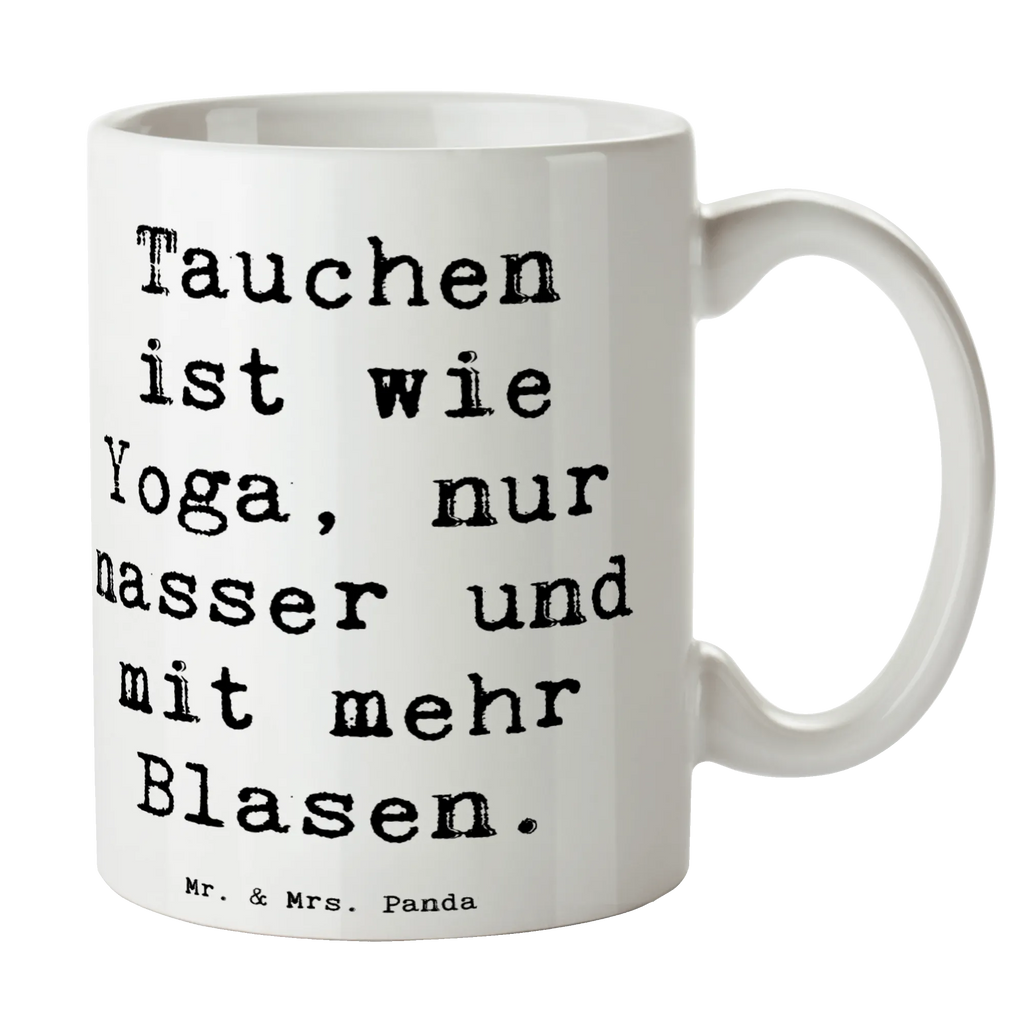 Mug Saying Tauchen ist wie Yoga, nur nasser und mit mehr Blasen. Porzellantasse, Tasse, Tasse mit Motiven, Teetasse, Tasse mit Zitaten, Keramiktasse, Bürotasse, Geschenktasse, Kaffeetasse, Geschenk, Sport, Sportart, Hobby, Schenken, Danke, Dankeschön, Auszeichnung, Gewinn, Sportler