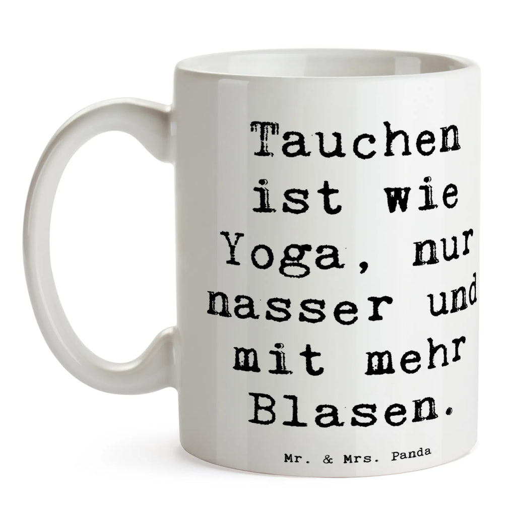 Mug Saying Tauchen ist wie Yoga, nur nasser und mit mehr Blasen. Porzellantasse, Tasse, Tasse mit Motiven, Teetasse, Tasse mit Zitaten, Keramiktasse, Bürotasse, Geschenktasse, Kaffeetasse, Geschenk, Sport, Sportart, Hobby, Schenken, Danke, Dankeschön, Auszeichnung, Gewinn, Sportler