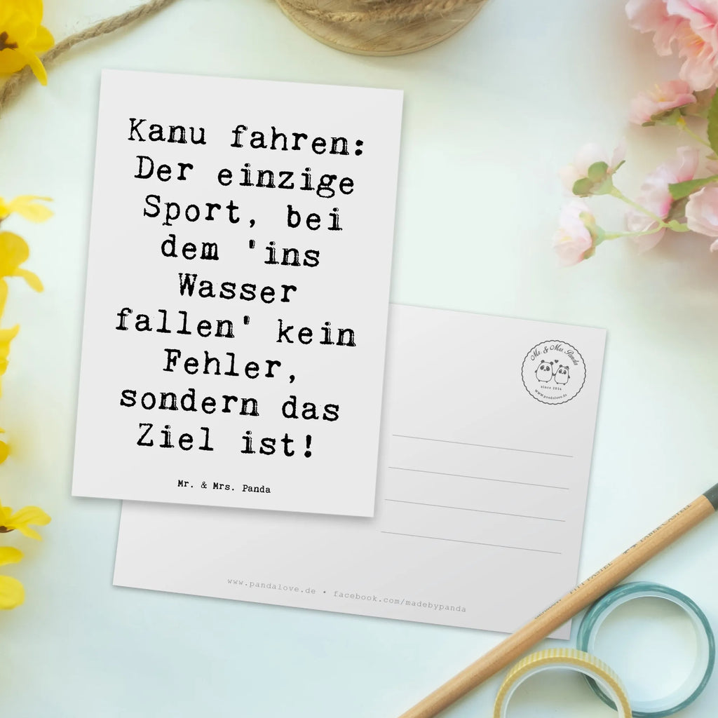Postcard Saying Kanu fahren: Der einzige Sport, bei dem 'ins Wasser fallen' kein Fehler, sondern das Ziel ist! Einladungskarte, Einladungskarten Geburtstag, Grußkarte, Karte, Ansichtskarte, Geburtstagskarte, Ansichtskarten, Geschenkkarte, Dankeskarte, Postkarte, Einladung, Einladung Geburtstag, Geschenk, Sport, Sportart, Hobby, Schenken, Danke, Dankeschön, Auszeichnung, Gewinn, Sportler