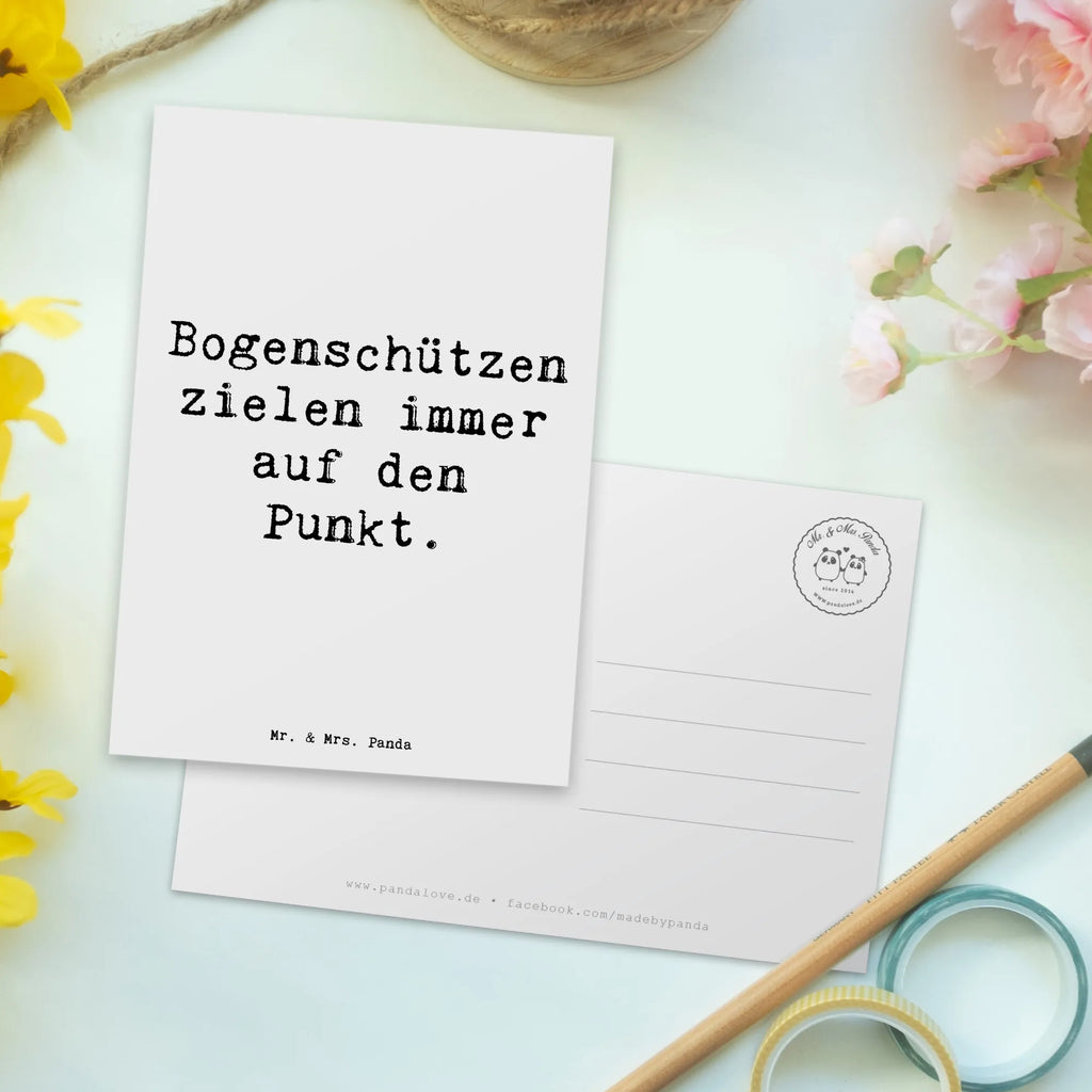 Postcard Saying Bogenschützen zielen immer auf den Punkt. Geburtstagskarte, Ansichtskarten, Karte, Einladungskarte, Einladungskarten Geburtstag, Ansichtskarte, Einladung Geburtstag, Einladung, Dankeskarte, Postkarte, Grußkarte, Geschenkkarte, Geschenk, Sport, Sportart, Hobby, Schenken, Danke, Dankeschön, Auszeichnung, Gewinn, Sportler