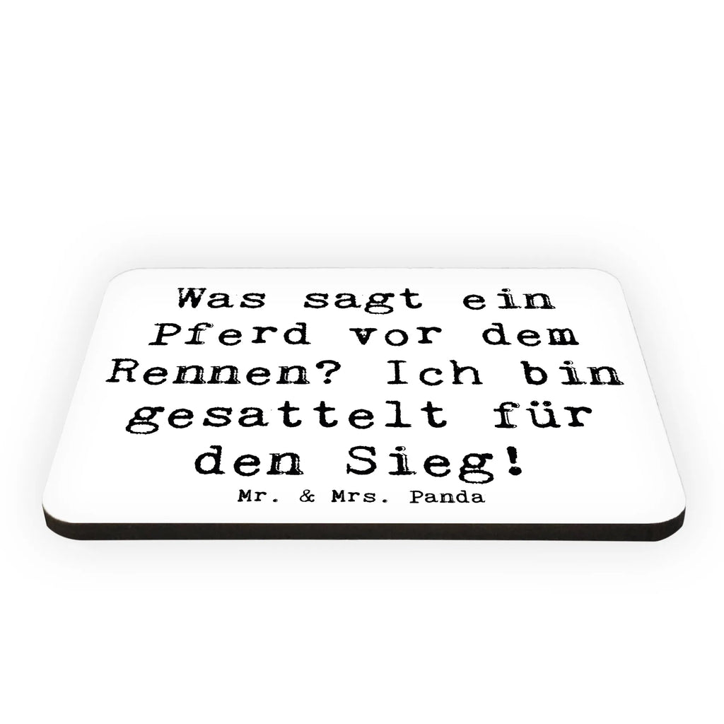 Magnet Saying Was sagt ein Pferd vor dem Rennen? Ich bin gesattelt für den Sieg! Whiteboard Magnet, Dekomagnet, Kühlschrank Dekoration, Kühlschrankmagnet, Notiz Magnet, Pinnwandmagnet, Motivmagnete, Souvenir Magnet, Geschenk, Sport, Sportart, Hobby, Schenken, Danke, Dankeschön, Auszeichnung, Gewinn, Sportler