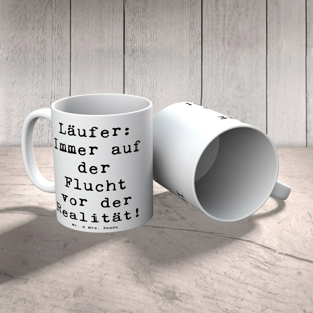 Tasse Spruch Laufen Realitätsflucht Tasse, Bürotasse, Teetasse, Geschenktasse, Kaffeetasse, Keramiktasse, Tasse mit Zitaten, Porzellantasse, Tasse mit Motiven, Geschenk, Sport, Sportart, Hobby, Schenken, Danke, Dankeschön, Auszeichnung, Gewinn, Sportler