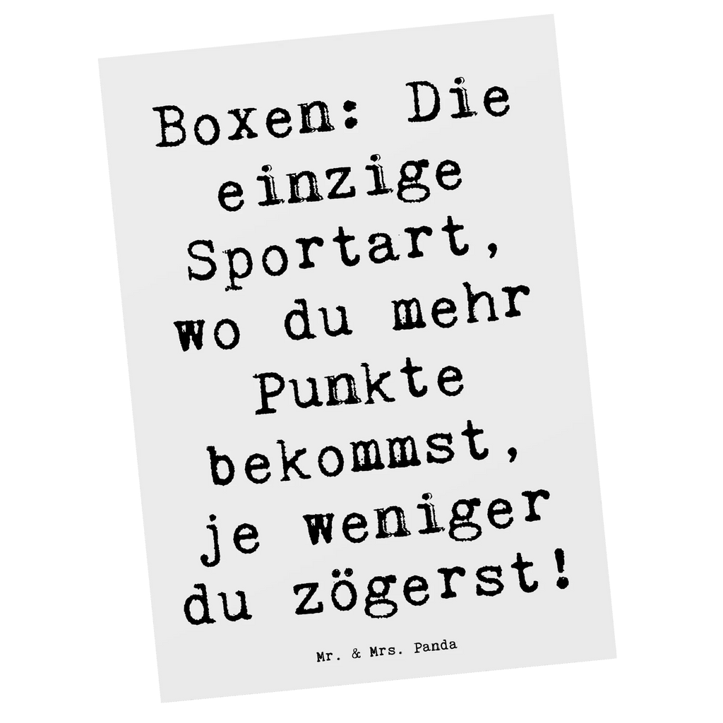 Postcard Saying Boxen: Die einzige Sportart, wo du mehr Punkte bekommst, je weniger du zögerst! Karte, Dankeskarte, Einladung, Einladungskarte, Einladungskarten Geburtstag, Ansichtskarten, Einladung Geburtstag, Ansichtskarte, Geschenkkarte, Grußkarte, Postkarte, Geburtstagskarte, Geschenk, Sport, Sportart, Hobby, Schenken, Danke, Dankeschön, Auszeichnung, Gewinn, Sportler