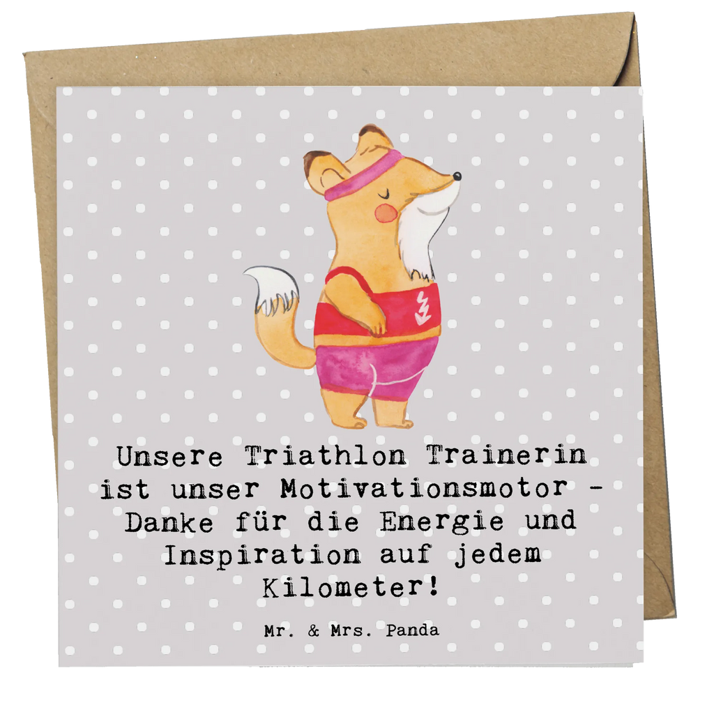 Deluxe Card Unsere Triathlon Trainerin ist unser Motivationsmotor - Danke für die Energie und Inspiration auf jedem Kilometer! Glückwunschkarte, Klappkarte, Karte, Grußkarte, Hochwertige Klappkarte, Einladungskarte, Hochwertige Grußkarte, Geburtstagskarte, Hochzeitskarte, Geschenk, Sport, Sportart, Hobby, Schenken, Danke, Dankeschön, Auszeichnung, Gewinn, Sportler