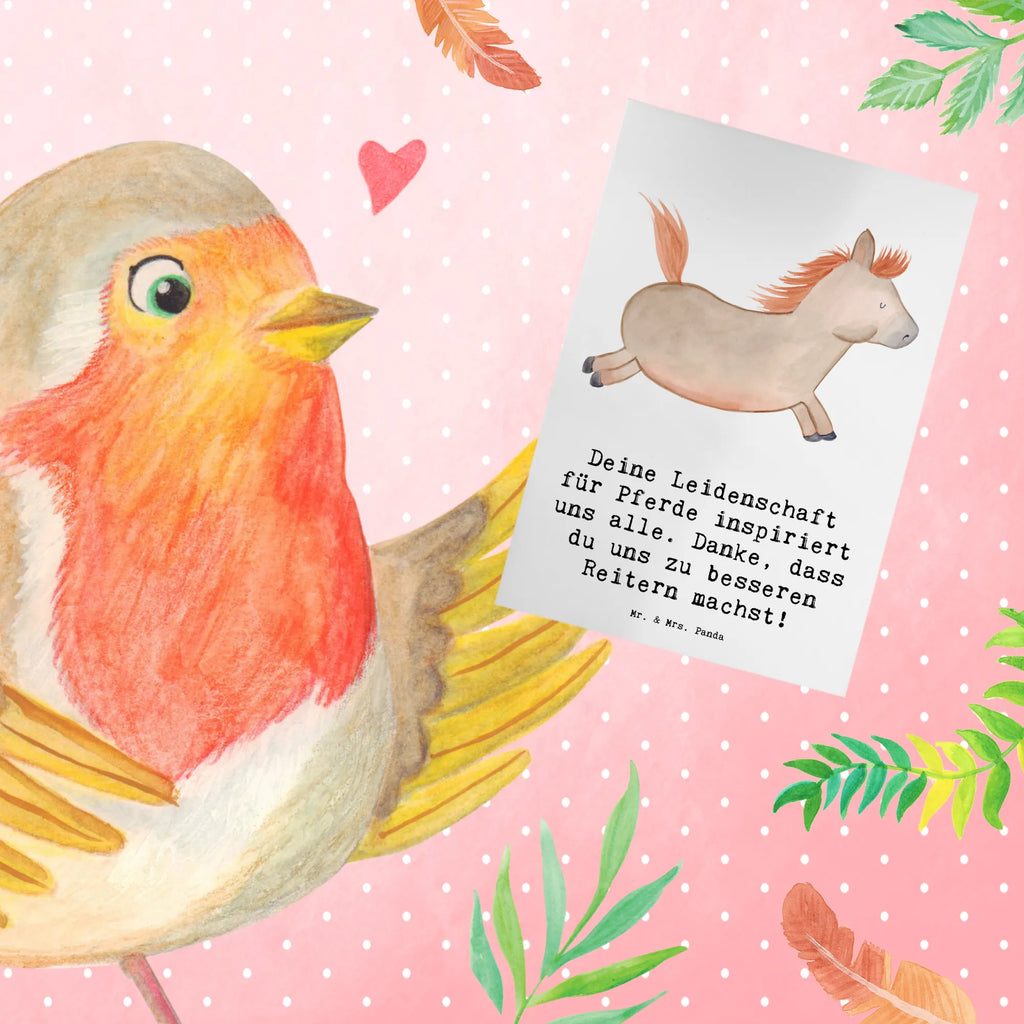 Greetings card Deine Leidenschaft für Pferde inspiriert uns alle. Danke, dass du uns zu besseren Reitern machst! Hochzeitskarte, Einladungskarte, Glückwunschkarte, Geburtstagskarte, Ansichtskarten, Klappkarte, Karte, Grußkarte, Geschenk, Sport, Sportart, Hobby, Schenken, Danke, Dankeschön, Auszeichnung, Gewinn, Sportler