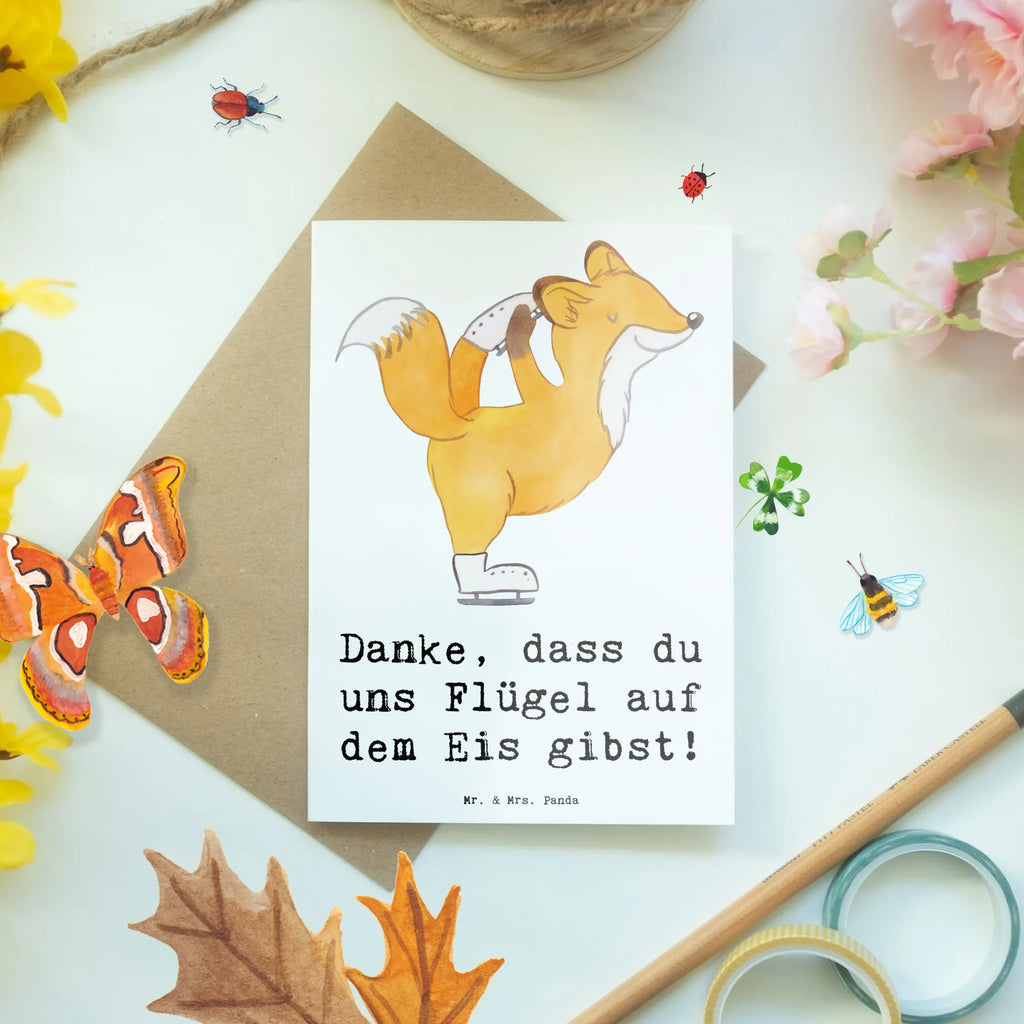 Greetings card Danke, dass du uns Flügel auf dem Eis gibst! Grußkarte, Einladungskarte, Ansichtskarten, Hochzeitskarte, Glückwunschkarte, Klappkarte, Karte, Geburtstagskarte, Geschenk, Sport, Sportart, Hobby, Schenken, Danke, Dankeschön, Auszeichnung, Gewinn, Sportler