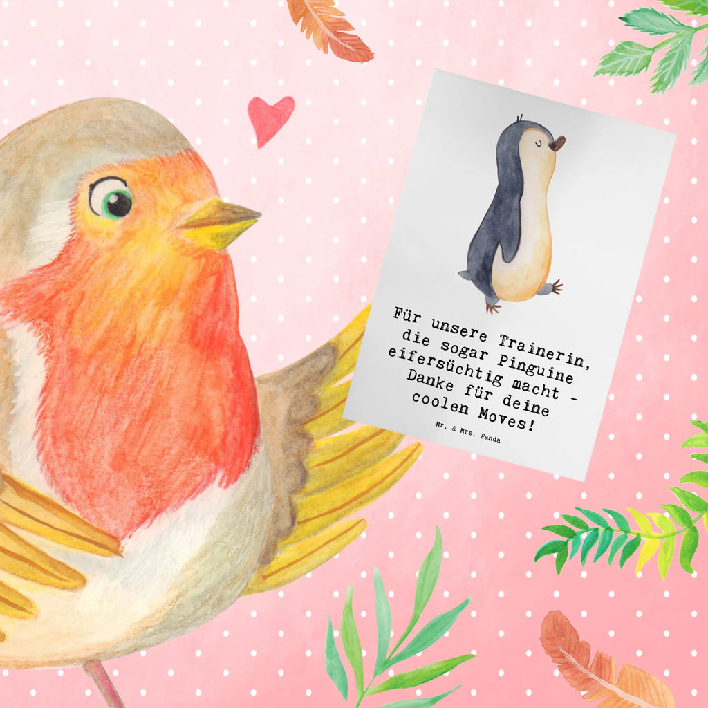 Greetings card Für unsere Trainerin, die sogar Pinguine eifersüchtig macht - Danke für deine coolen Moves! Ansichtskarten, Grußkarte, Glückwunschkarte, Karte, Hochzeitskarte, Geburtstagskarte, Klappkarte, Einladungskarte, Geschenk, Sport, Sportart, Hobby, Schenken, Danke, Dankeschön, Auszeichnung, Gewinn, Sportler