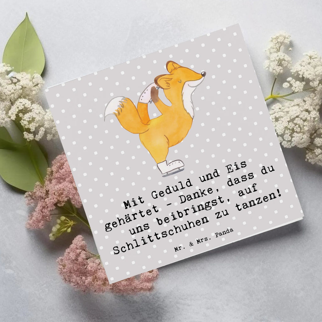 Deluxe Card Mit Geduld und Eis gehärtet - Danke, dass du uns beibringst, auf Schlittschuhen zu tanzen! Geburtstagskarte, Karte, Hochzeitskarte, Grußkarte, Einladungskarte, Hochwertige Grußkarte, Klappkarte, Hochwertige Klappkarte, Glückwunschkarte, Geschenk, Sport, Sportart, Hobby, Schenken, Danke, Dankeschön, Auszeichnung, Gewinn, Sportler