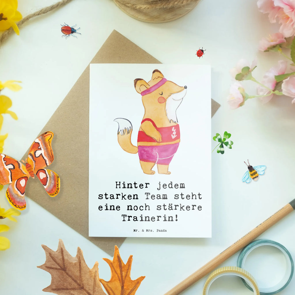 Greetings card Hinter jedem starken Team steht eine noch stärkere Trainerin! Hochzeitskarte, Einladungskarte, Karte, Geburtstagskarte, Glückwunschkarte, Grußkarte, Klappkarte, Ansichtskarten, Geschenk, Sport, Sportart, Hobby, Schenken, Danke, Dankeschön, Auszeichnung, Gewinn, Sportler