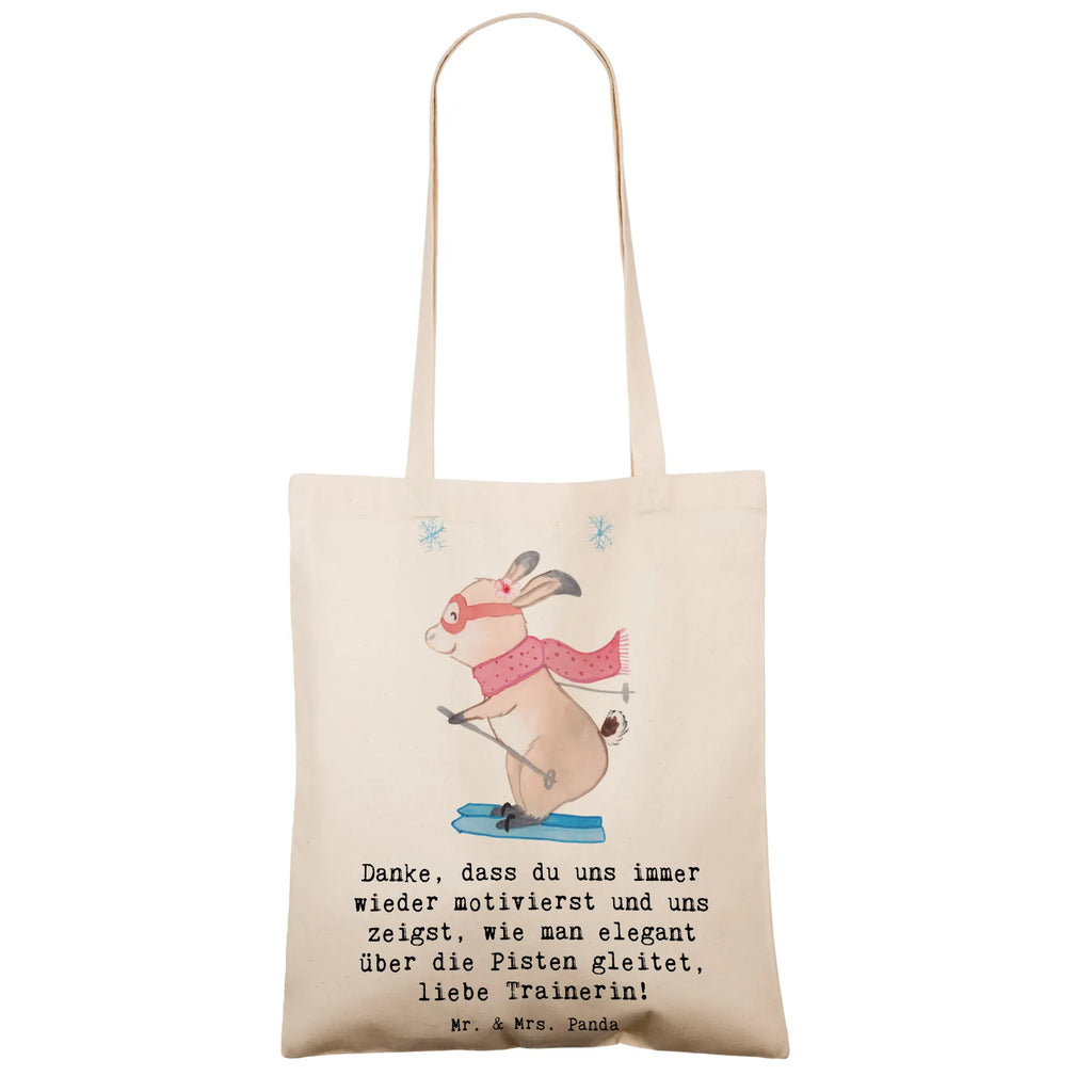 Tote bag Danke, dass du uns immer wieder motivierst und uns zeigst, wie man elegant über die Pisten gleitet, liebe Trainerin! Stofftasche, Einkaufstasche, Tasche, Einkaufstüte, Strandtasche, Tragetasche, Schultertasche, Laptoptasche, Beuteltasche, Umhängetasche, Stoffbeutel, Shopper, Jutebeutel, Beutel, Badetasche, Jutetasche, Geschenk, Sport, Sportart, Hobby, Schenken, Danke, Dankeschön, Auszeichnung, Gewinn, Sportler