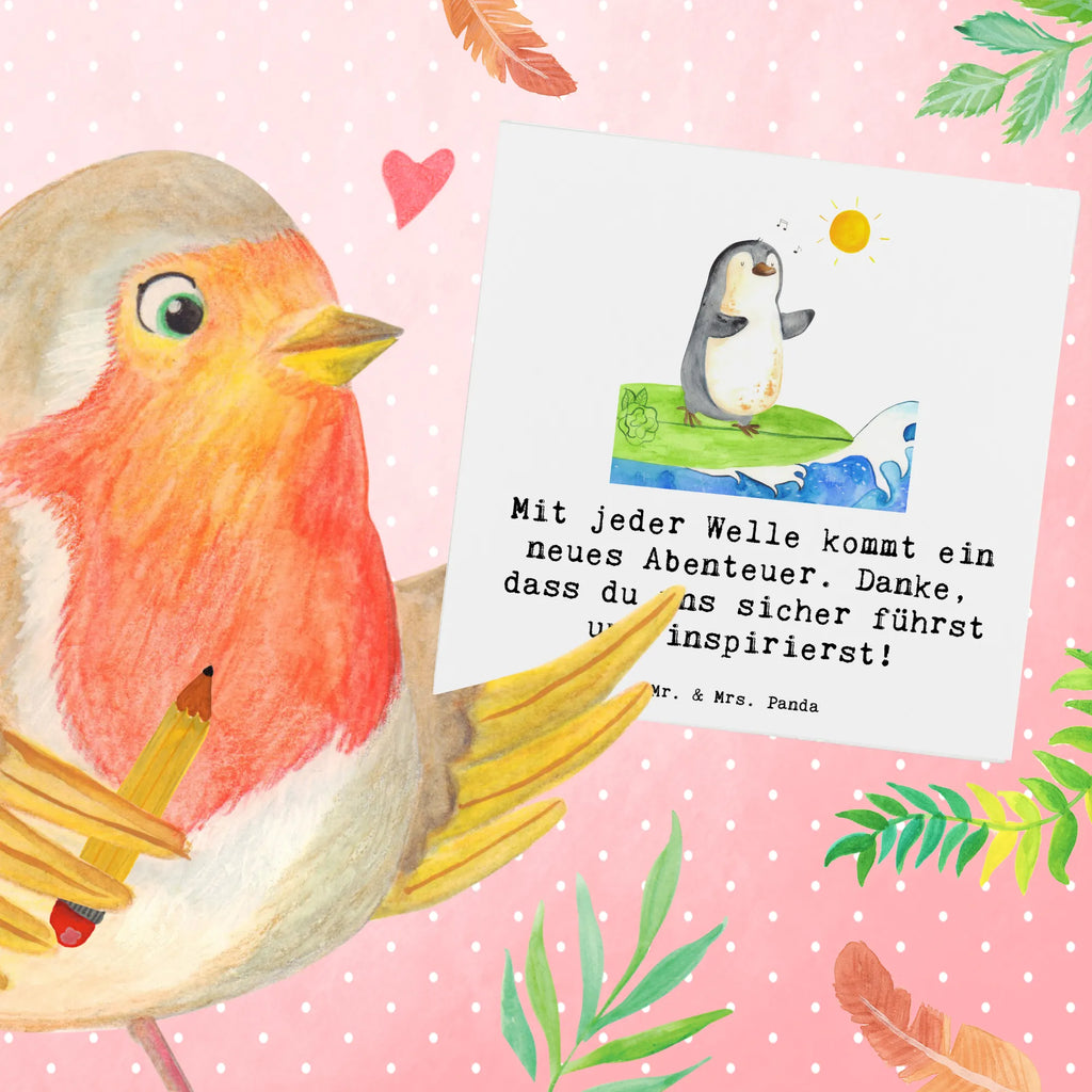 Deluxe Card Mit jeder Welle kommt ein neues Abenteuer. Danke, dass du uns sicher führst und inspirierst! Klappkarte, Einladungskarte, Glückwunschkarte, Grußkarte, Hochwertige Klappkarte, Hochwertige Grußkarte, Karte, Hochzeitskarte, Geburtstagskarte, Geschenk, Sport, Sportart, Hobby, Schenken, Danke, Dankeschön, Auszeichnung, Gewinn, Sportler