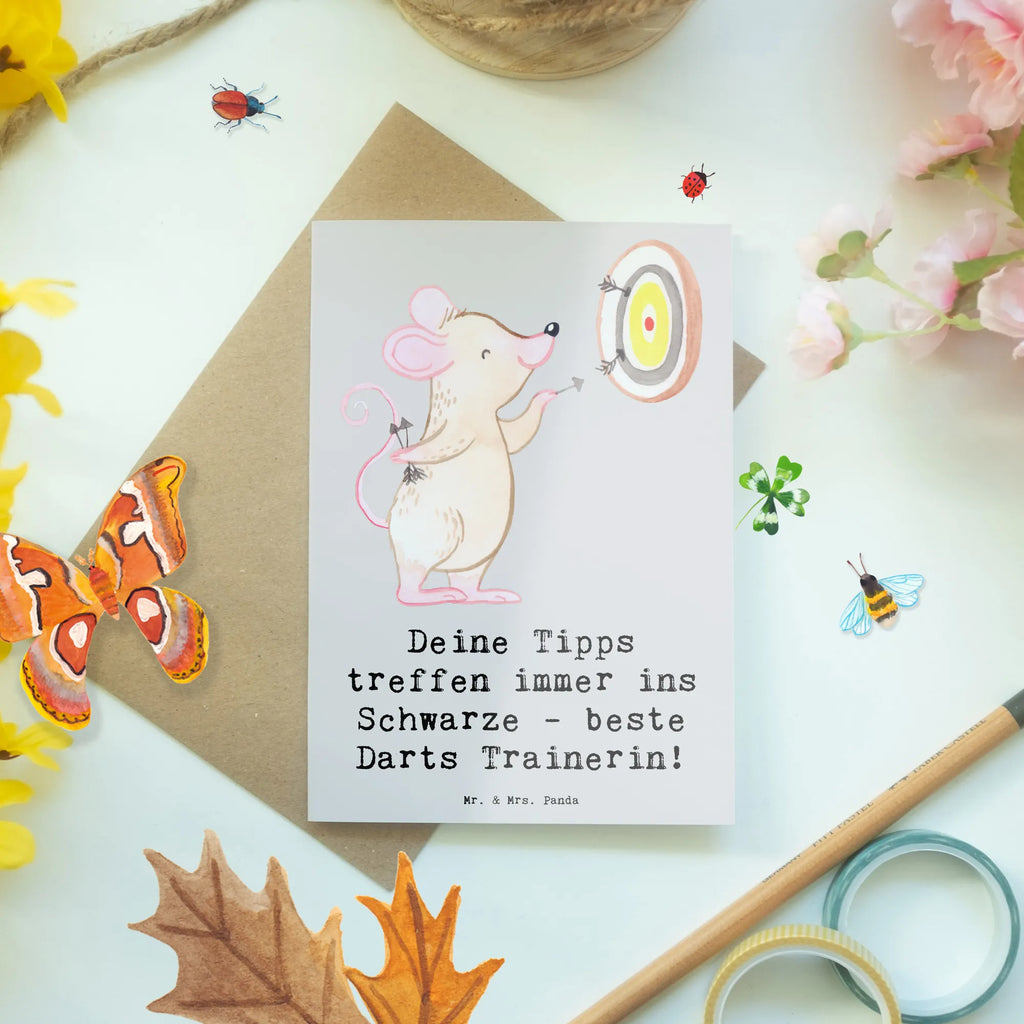 Greetings card Deine Tipps treffen immer ins Schwarze - beste Darts Trainerin! Einladungskarte, Klappkarte, Glückwunschkarte, Grußkarte, Karte, Ansichtskarten, Geburtstagskarte, Hochzeitskarte, Geschenk, Sport, Sportart, Hobby, Schenken, Danke, Dankeschön, Auszeichnung, Gewinn, Sportler