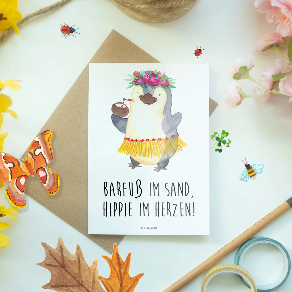 Greetings card Barfuß im Sand, Hippie im Herzen! Hochzeitskarte, Einladungskarte, Klappkarte, Geburtstagskarte, Ansichtskarten, Karte, Grußkarte, Glückwunschkarte, Sommer, Sommermotive, Urlaubsmotive, Produkte für Urlauber, Sommer Produkte