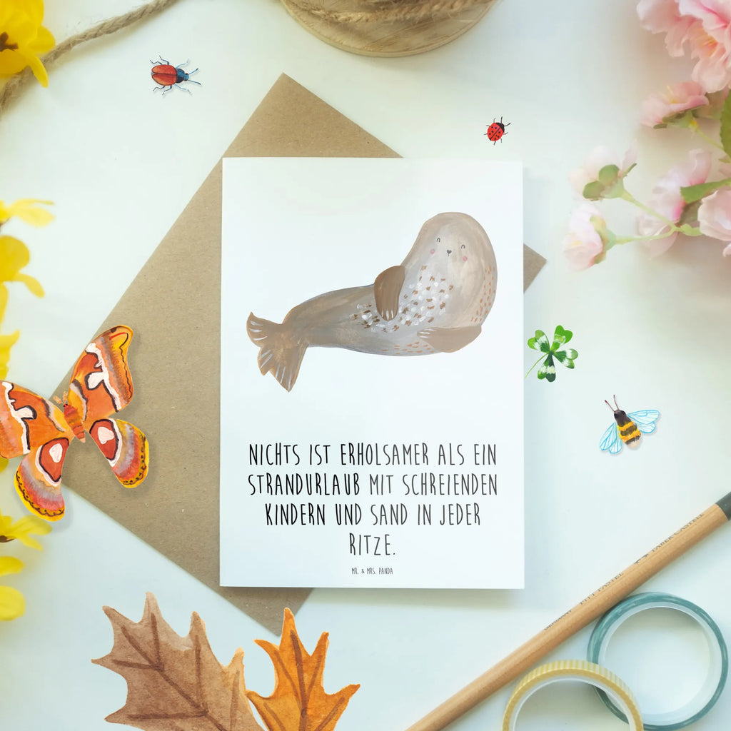 Greetings card Nichts ist erholsamer als ein Strandurlaub mit schreienden Kindern und Sand in jeder Ritze. Grußkarte, Karte, Geburtstagskarte, Glückwunschkarte, Einladungskarte, Ansichtskarten, Klappkarte, Hochzeitskarte, Sommer, Sommermotive, Urlaubsmotive, Produkte für Urlauber, Sommer Produkte