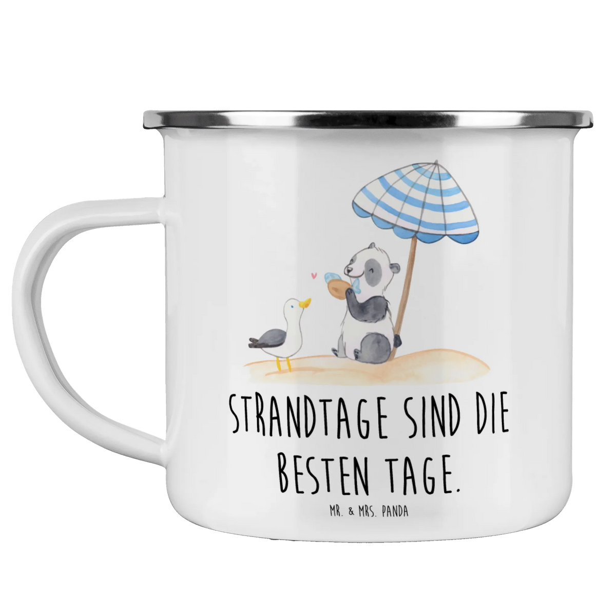 Enamel camping mug Strandtage sind die besten Tage. summer themes, vacation themes, products for vacationers, summer products
