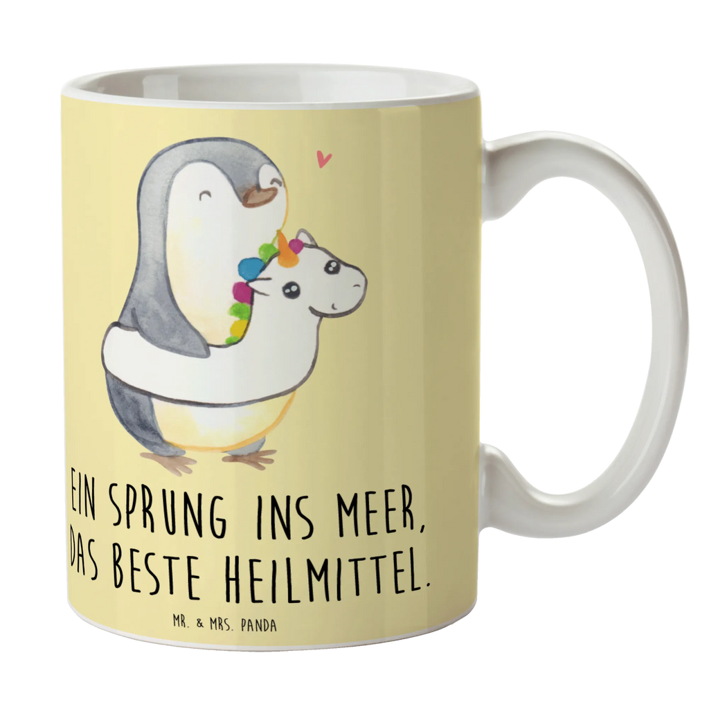 Mug Ein Sprung ins Meer, das beste Heilmittel. Bürotasse, Tasse mit Motiven, Porzellantasse, Keramiktasse, Geschenktasse, Tasse mit Zitaten, Tasse, Kaffeetasse, Teetasse, Sommer, Sommermotive, Urlaubsmotive, Produkte für Urlauber, Sommer Produkte