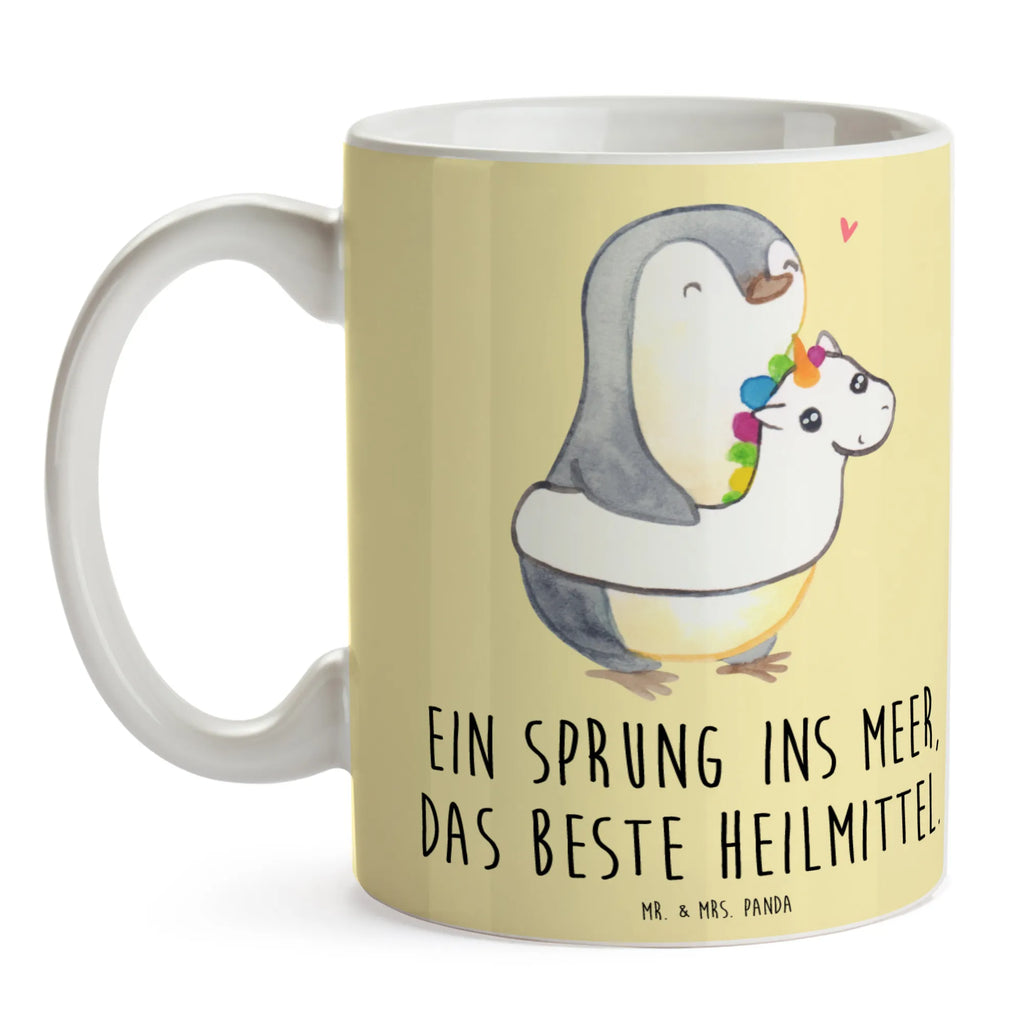 Mug Ein Sprung ins Meer, das beste Heilmittel. Bürotasse, Tasse mit Motiven, Porzellantasse, Keramiktasse, Geschenktasse, Tasse mit Zitaten, Tasse, Kaffeetasse, Teetasse, Sommer, Sommermotive, Urlaubsmotive, Produkte für Urlauber, Sommer Produkte