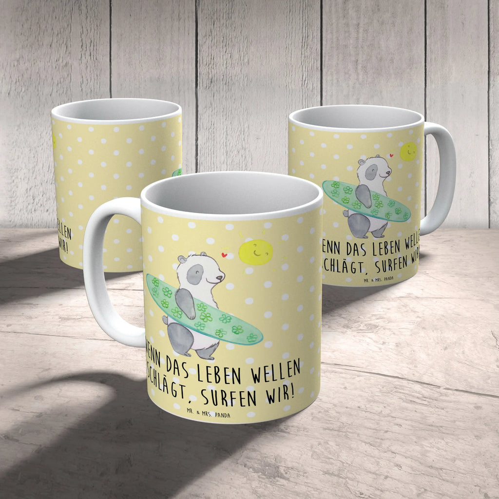 Mug Wenn das Leben Wellen schlägt, surfen wir! Keramiktasse, Porzellantasse, Kaffeetasse, Bürotasse, Tasse mit Motiven, Tasse, Teetasse, Geschenktasse, Tasse mit Zitaten, Sommer, Sommermotive, Urlaubsmotive, Produkte für Urlauber, Sommer Produkte