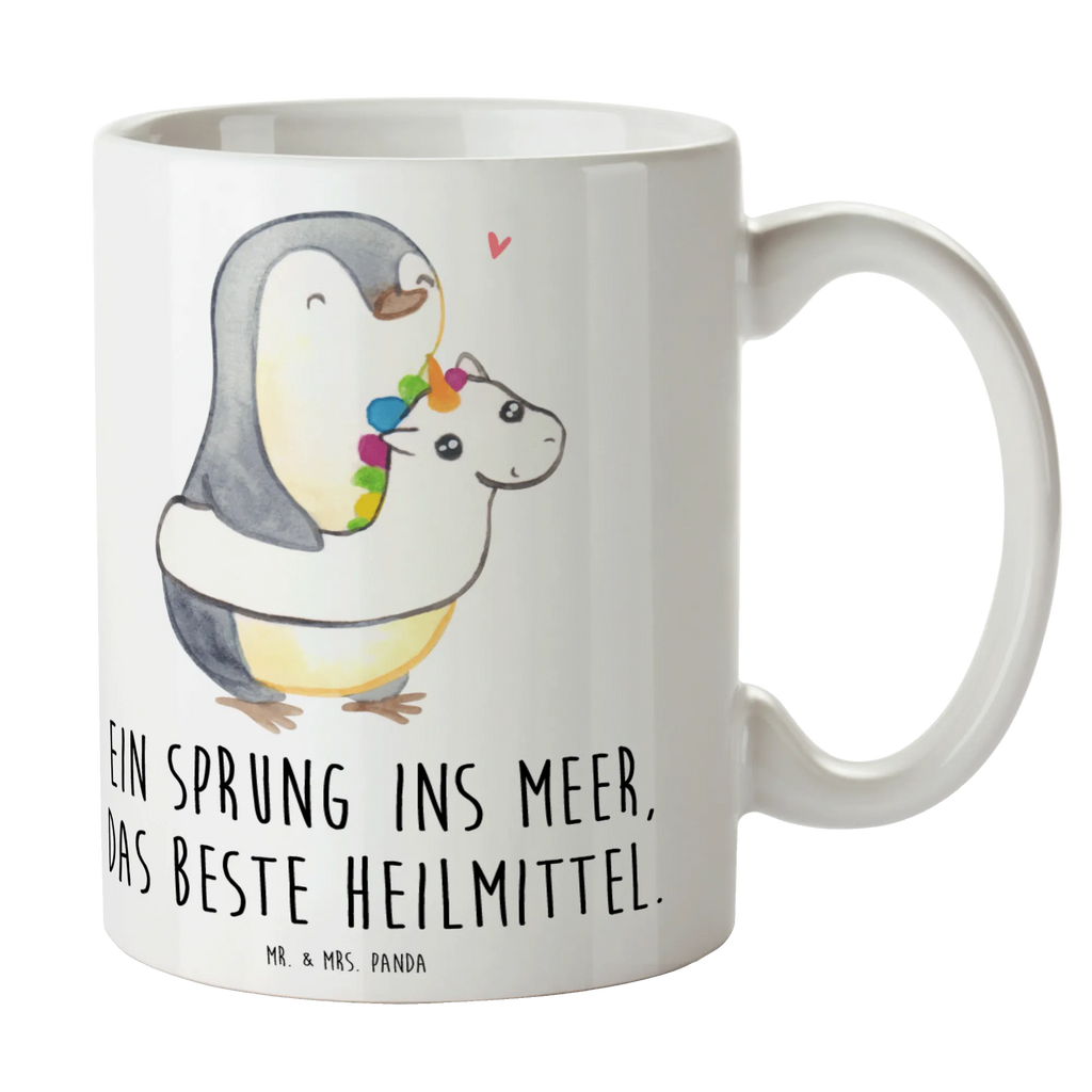 Mug Ein Sprung ins Meer, das beste Heilmittel. Bürotasse, Tasse mit Motiven, Porzellantasse, Keramiktasse, Geschenktasse, Tasse mit Zitaten, Tasse, Kaffeetasse, Teetasse, Sommer, Sommermotive, Urlaubsmotive, Produkte für Urlauber, Sommer Produkte