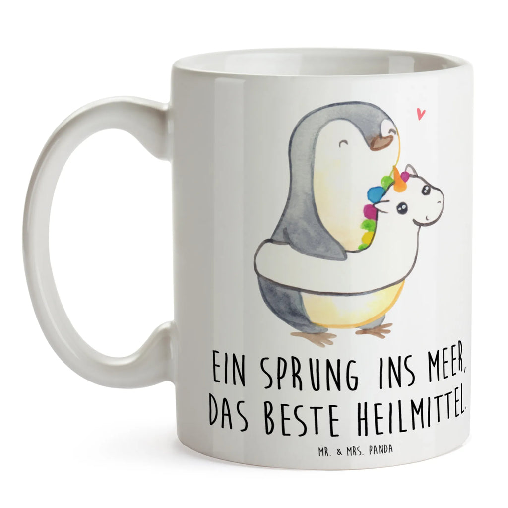 Mug Ein Sprung ins Meer, das beste Heilmittel. Bürotasse, Tasse mit Motiven, Porzellantasse, Keramiktasse, Geschenktasse, Tasse mit Zitaten, Tasse, Kaffeetasse, Teetasse, Sommer, Sommermotive, Urlaubsmotive, Produkte für Urlauber, Sommer Produkte