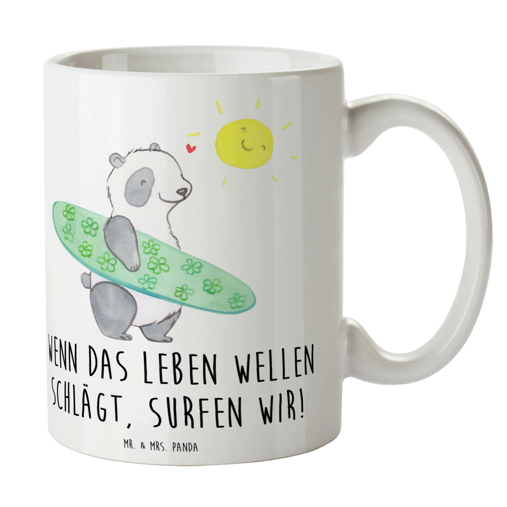 Mug Wenn das Leben Wellen schlägt, surfen wir! Keramiktasse, Porzellantasse, Kaffeetasse, Bürotasse, Tasse mit Motiven, Tasse, Teetasse, Geschenktasse, Tasse mit Zitaten, Sommer, Sommermotive, Urlaubsmotive, Produkte für Urlauber, Sommer Produkte