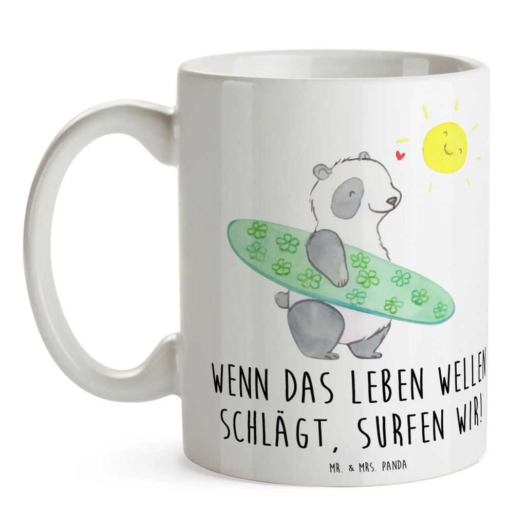 Mug Wenn das Leben Wellen schlägt, surfen wir! Keramiktasse, Porzellantasse, Kaffeetasse, Bürotasse, Tasse mit Motiven, Tasse, Teetasse, Geschenktasse, Tasse mit Zitaten, Sommer, Sommermotive, Urlaubsmotive, Produkte für Urlauber, Sommer Produkte