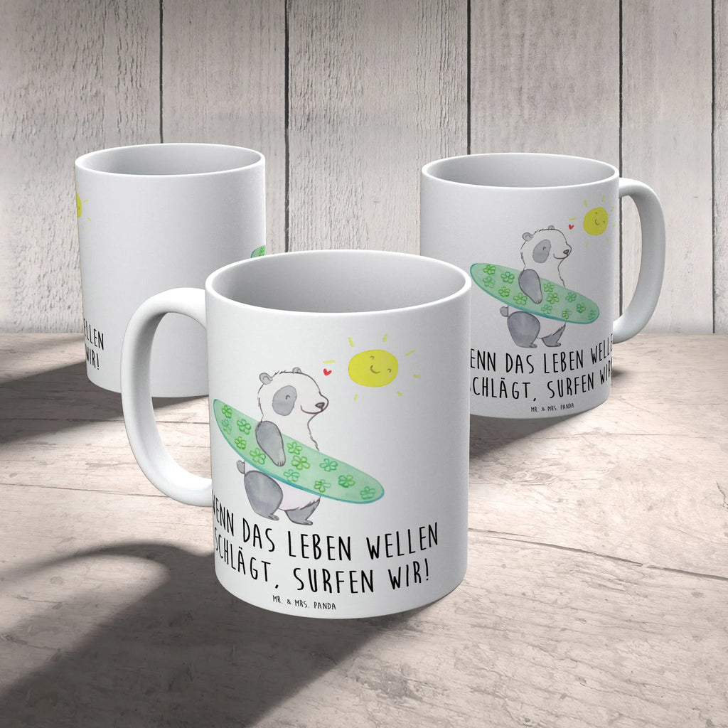 Mug Wenn das Leben Wellen schlägt, surfen wir! Keramiktasse, Porzellantasse, Kaffeetasse, Bürotasse, Tasse mit Motiven, Tasse, Teetasse, Geschenktasse, Tasse mit Zitaten, Sommer, Sommermotive, Urlaubsmotive, Produkte für Urlauber, Sommer Produkte