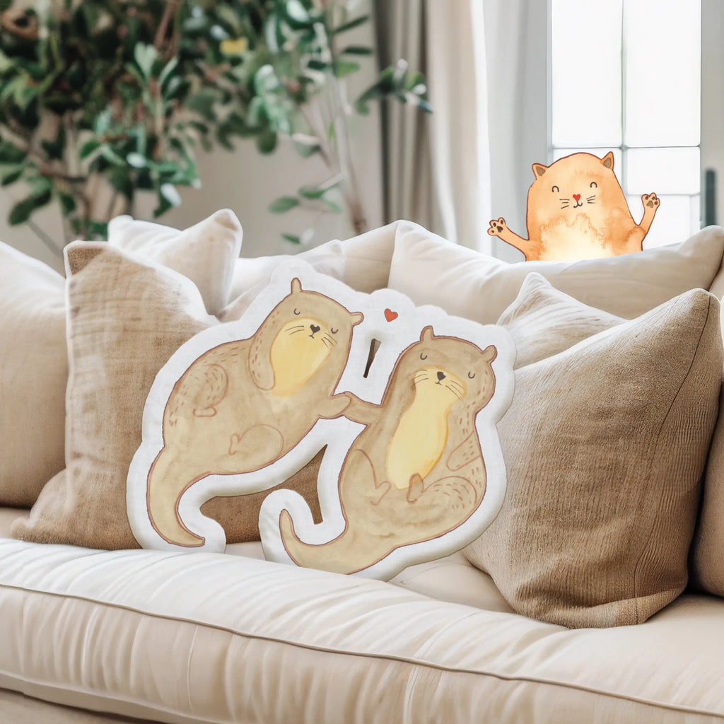 Personalized Animal Pillow otter holding hands otter, marten, sea otter, European otter, water mammal, aquatic animal, baby otter, predator, water, otter gifts, animal lover, gift ideas for animal lovers, animal, mammal, water animal, gifts for people in love, Otter Sea Otter Lake Otter