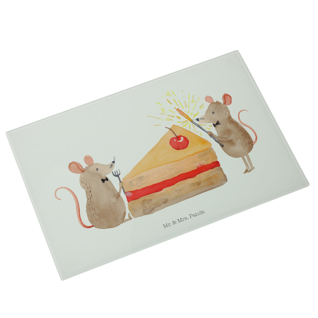 Glasschneidebrett Mäuse Kuchen Glasschneidebrett, Schneidebrett, Geburtstag, Geburtstagsgeschenk, Geschenk, Kuchen, Maus, Mäuse, Party, Leben, Glück