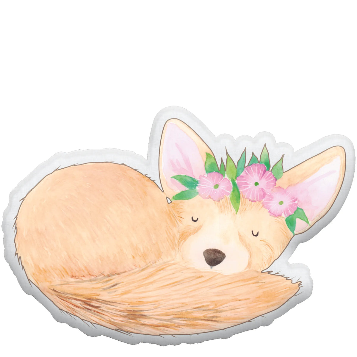 Animal Pillow desert fox Flower Africa, wreath of flowers, desert fox, flowers, desert