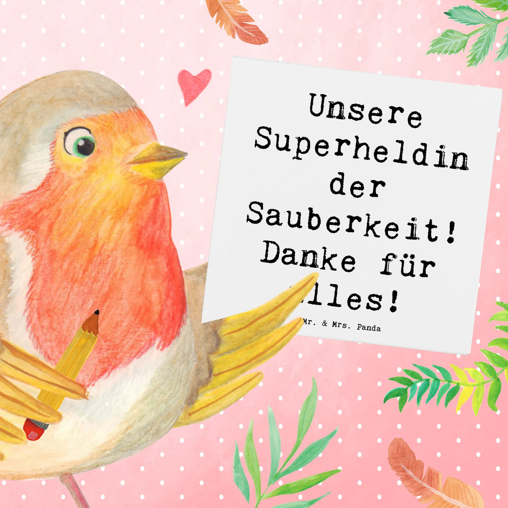 Deluxe Card Saying Unsere Superheldin der Sauberkeit! Danke für alles! Karte, Grußkarte, Klappkarte, Einladungskarte, Glückwunschkarte, Hochzeitskarte, Geburtstagskarte, Hochwertige Grußkarte, Hochwertige Klappkarte