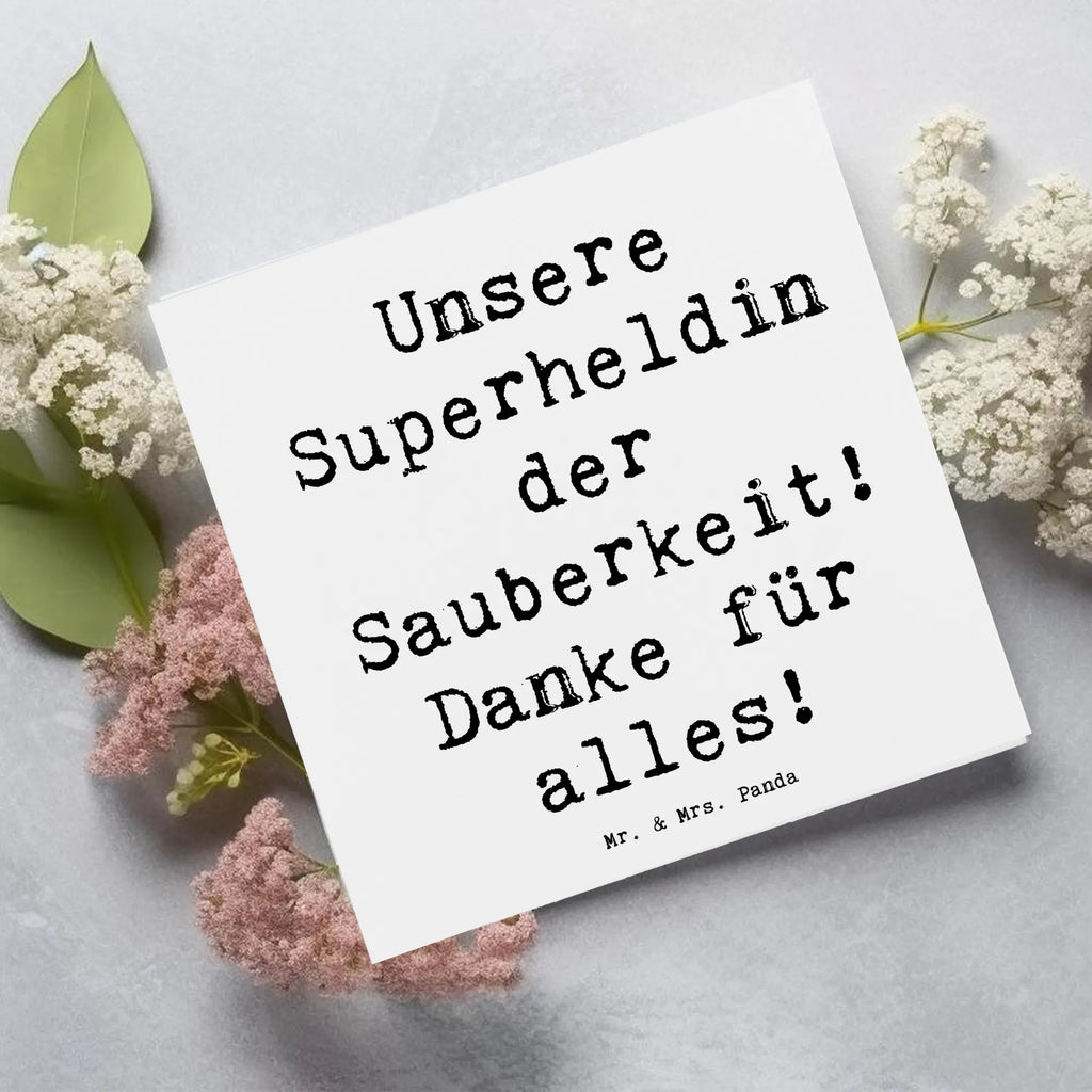 Deluxe Card Saying Unsere Superheldin der Sauberkeit! Danke für alles! Karte, Grußkarte, Klappkarte, Einladungskarte, Glückwunschkarte, Hochzeitskarte, Geburtstagskarte, Hochwertige Grußkarte, Hochwertige Klappkarte