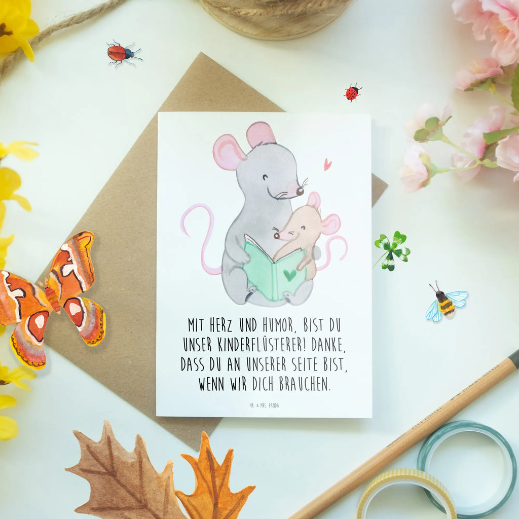Greetings card Mit Herz und Humor, bist du unser Kinderflüsterer! Danke, dass du an unserer Seite bist, wenn wir dich brauchen. Geburtstagskarte, Einladungskarte, Klappkarte, Karte, Grußkarte, Glückwunschkarte, Ansichtskarten, Hochzeitskarte